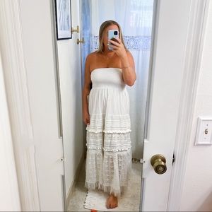 Strapless White Maxi Dress